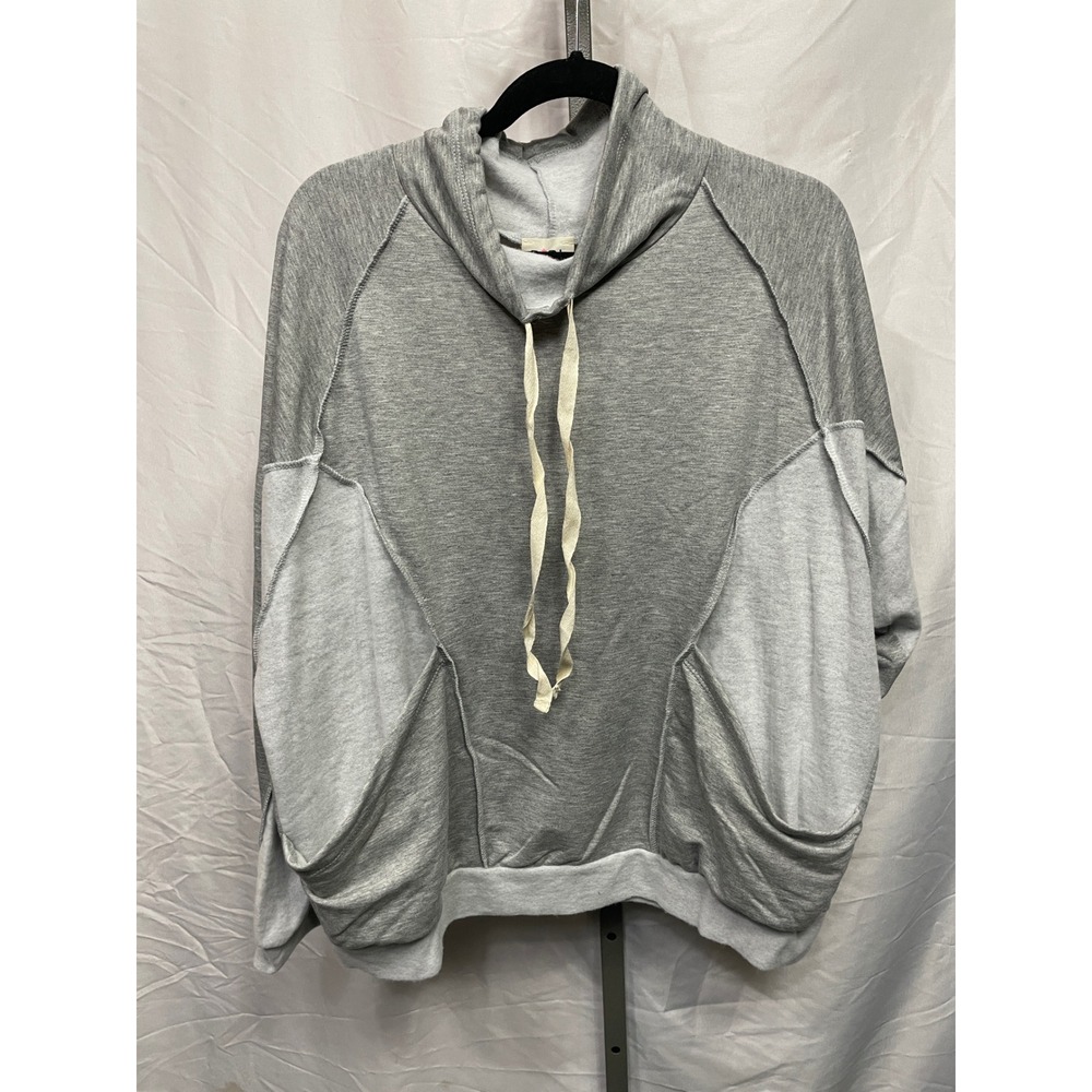 BiB! Women's‎ Gray Two-Tone Lounge Sweatshirt with Drawstring Neck Size L